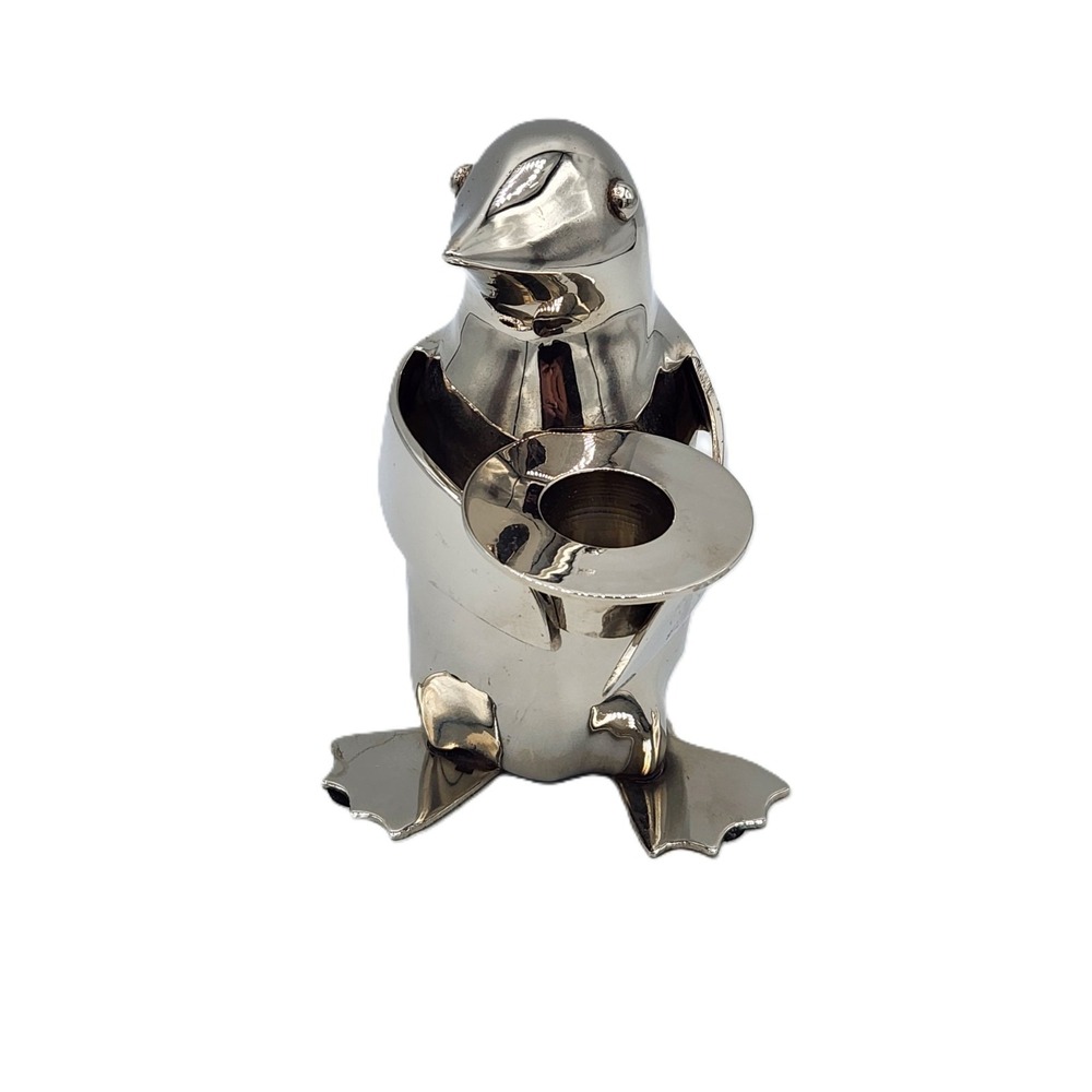 Restoration Hardware Penguin Candle Holder Home Decor Made In India Silver Plate